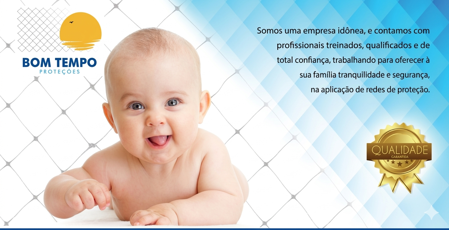Rede de proteção para bebês e crianças em janelas e sacadas - Bom Tempo Proteções